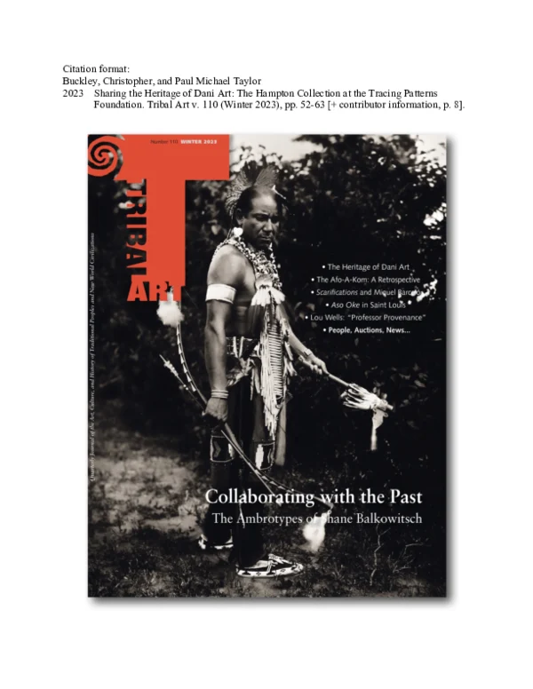 Sharing the Heritage of Dani Art: The Hampton Collection at the Tracing Patterns Foundation